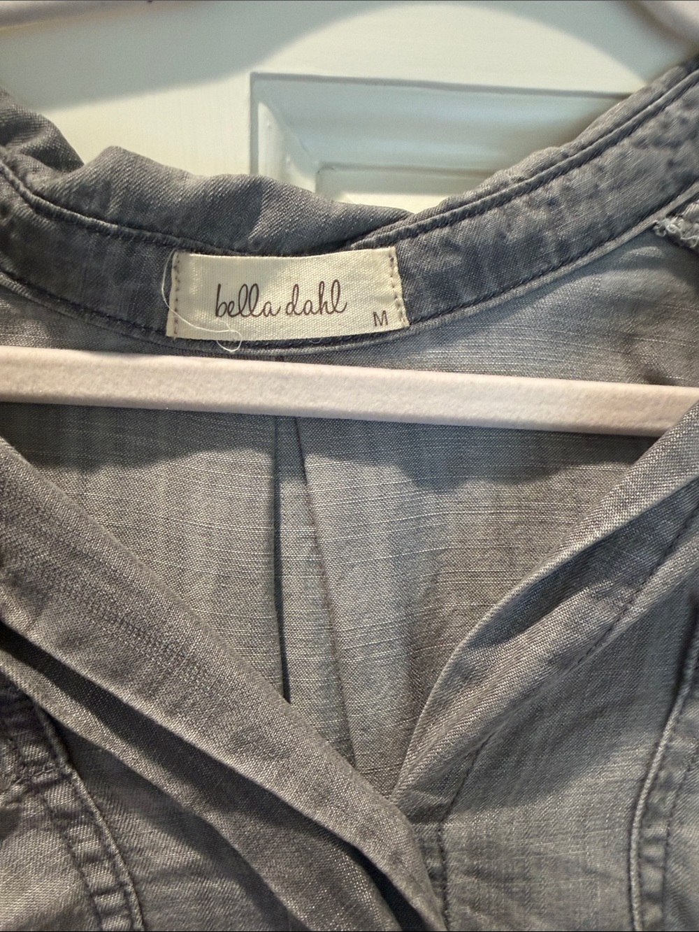 Bella Dahl Gray Frayed-Hem Top - Picture 3 of 4